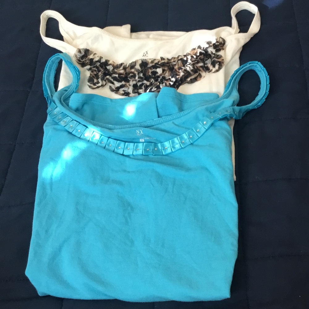 NWOT Vintage New York & Company White & Blue Tank Top Set BUNDLE